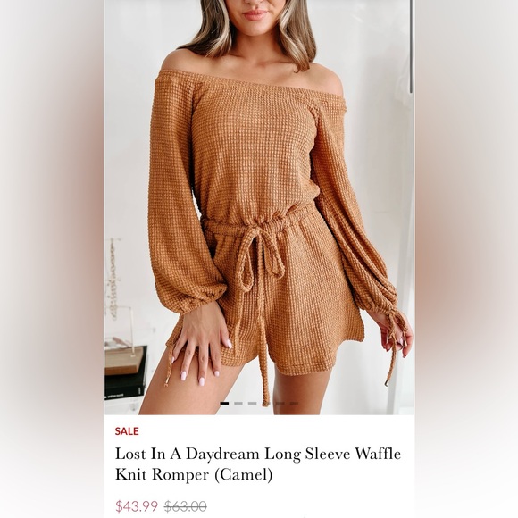 NANAMACS | Camel Waffle Knit Romper - Picture 1 of 5